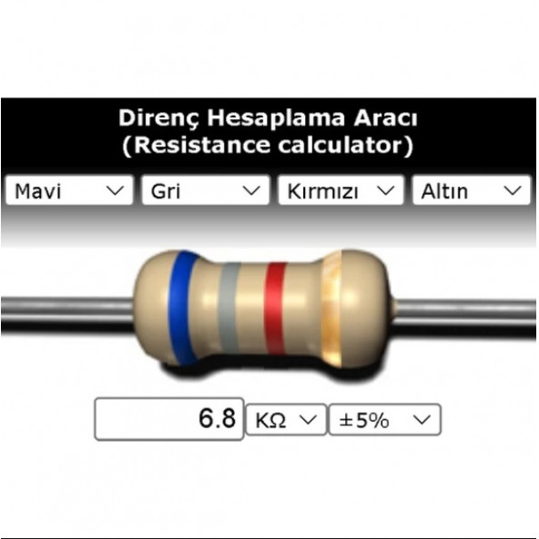 OEM 6.8 Kr (Kiloohm) Direnç 1/4 Watt (5 Adet) ürün görseli 1