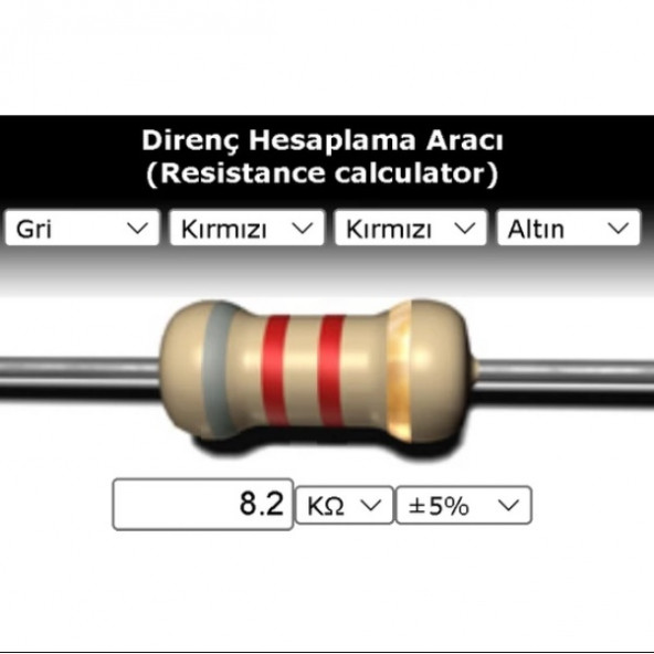 OEM 8.2 Kr (Kiloohm) Direnç 2 Watt (5 Adet) ürün görseli 1