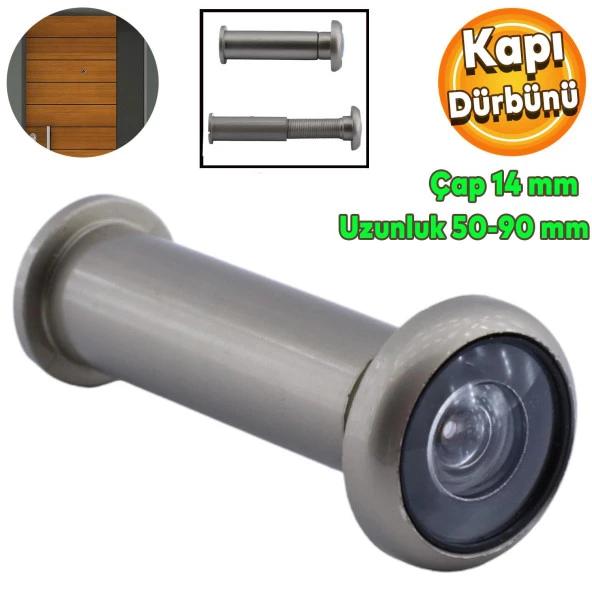 Kapı Dürbünü Çelik Kapı Saten 50-90 mm Ayarlanabilir Çap 14 mm ürün görseli 1