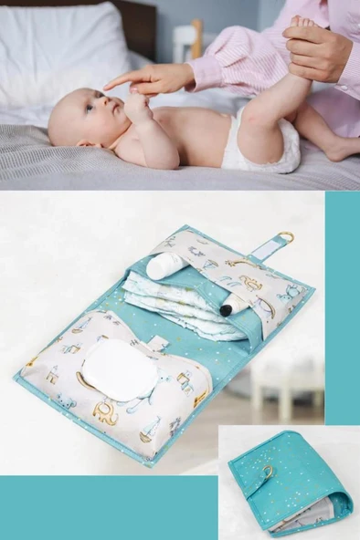 Onikiden Bebek Alt Bakım Çantası, Baby Alt Açma Değiştirme Katlanır Organizer Mavi ürün görseli 1
