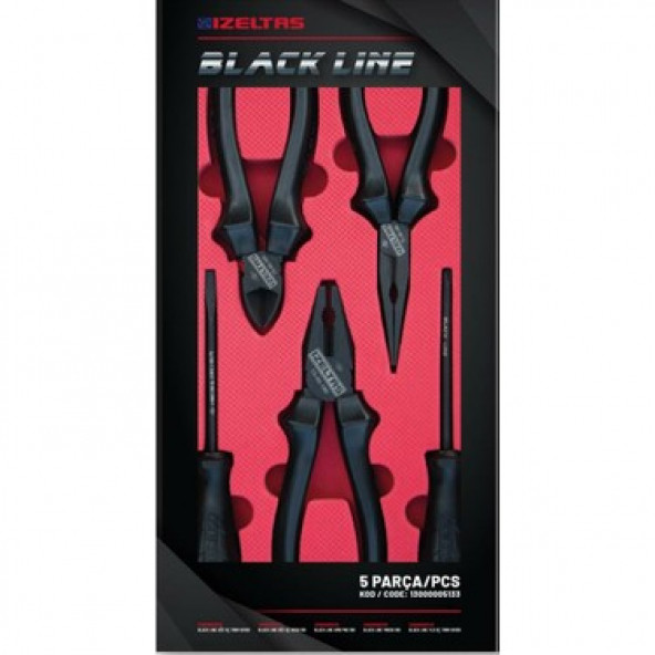 İzeltaş Black Line Pense Tornavida Seti 5 Parça 13000005133 ürün görseli 1