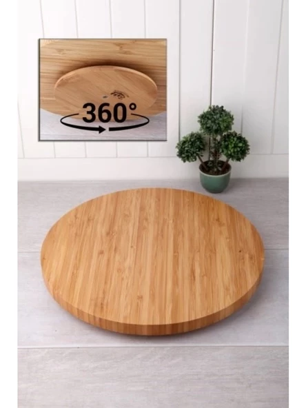 Balsa 3030DNR Kahverengi Dönerli Yuvarlak Bambu Sunum Tabağı 30 cm ürün görseli 1