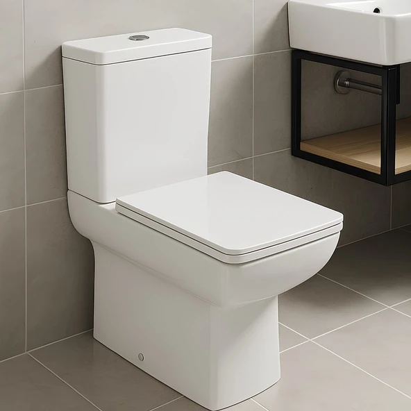 Newarc Power Kanallı Beyaz Duvara Sıfır Klozet Takımı POW.K022, Newarc Power Duroplast Yavaş Kapak ürün görseli 1