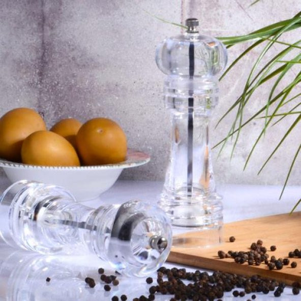 Şeffaf akrilik öğütücü - tuz karabiber öğütücüsü büyük 18,5 cm(tekli) ürün görseli 1