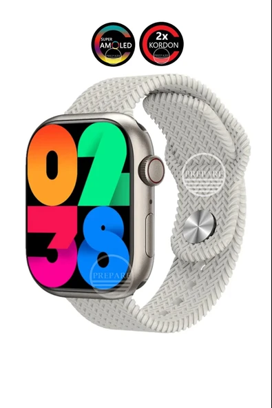 Watch 8 PR-9 Pro Amoled 45mm 1,9 inç Ekran Pusula Vidalı Kilitli Çift Kordon Akıllı Saat ürün görseli 1