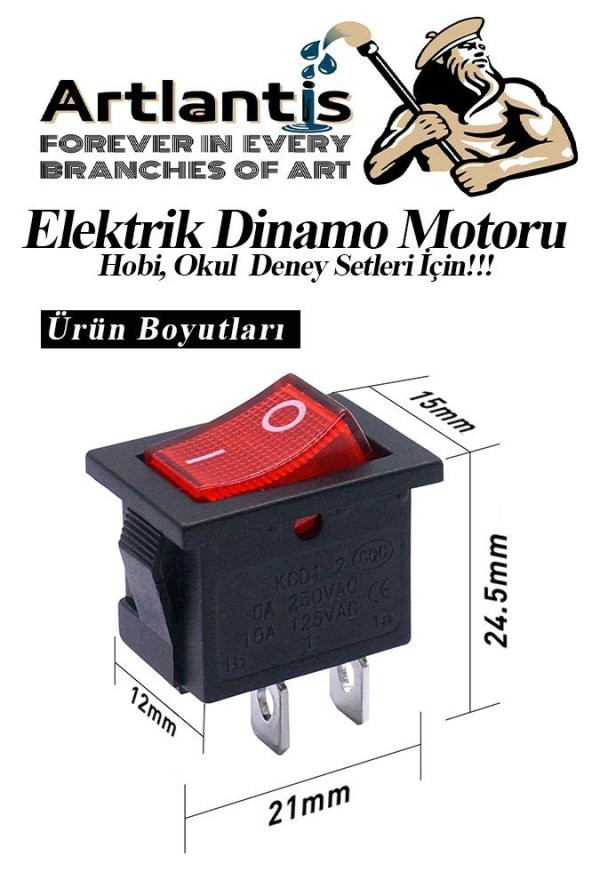 Mini Anahtar Arapuar Çıtçıt Anahtar 5 Adet Elektrik Devresi İçin Açma Kapama Düğmesi On / Off Kırmızı Siyah Anahtar ürün görseli 1