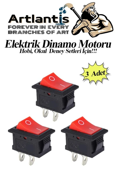 Mini Anahtar Arapuar Çıtçıt Anahtar 3 Adet Elektrik Devresi İçin Açma Kapama Düğmesi On / Off Kırmızı Siyah Anahtar ürün görseli 1