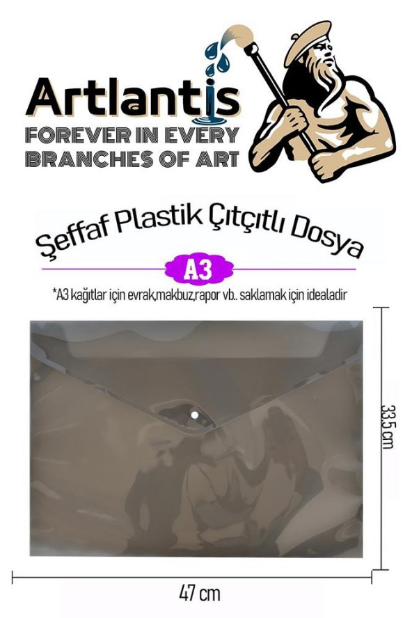 A3 Çıtçıtlı Dosya Füme 5 Adet A-3 Çıt çıtlı Zarf Dosya Transparan 47x33.5 cm Büyük Boy Çıtçıtlı Dosya ürün görseli 1