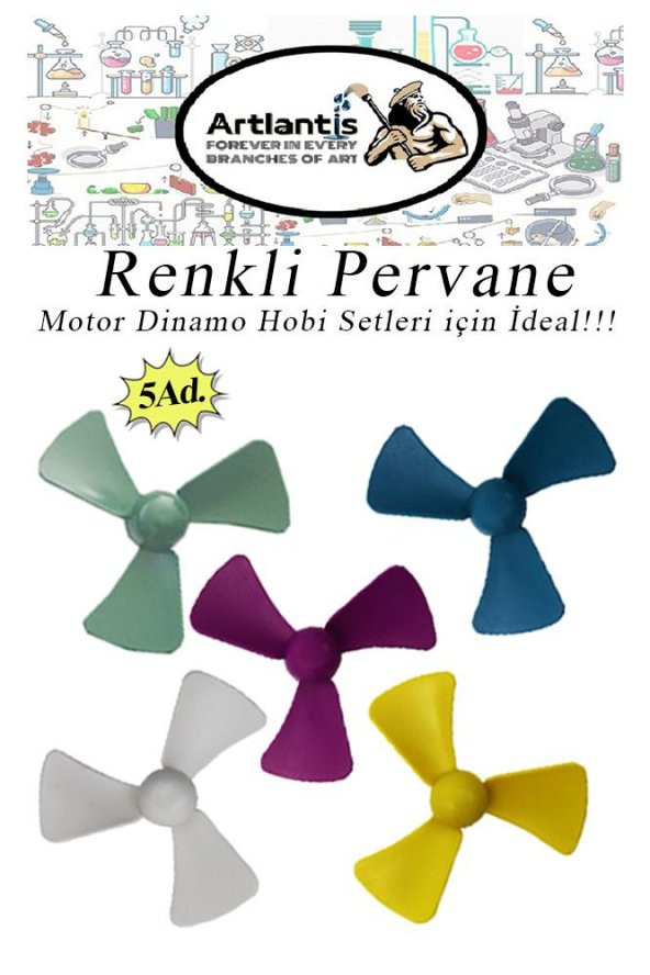 Deney Pervanesi Renkli 5 Adet Dc Motor Dinamo Uyumlu Pervane 3 Kanatlı Pervane Deney Eğitim Pervanesi ürün görseli 1