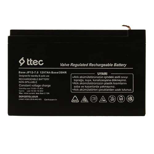Ttec Base 12V 7Ah Bakımsız Kuru Akü (07/2024 Üretim) ürün görseli 1