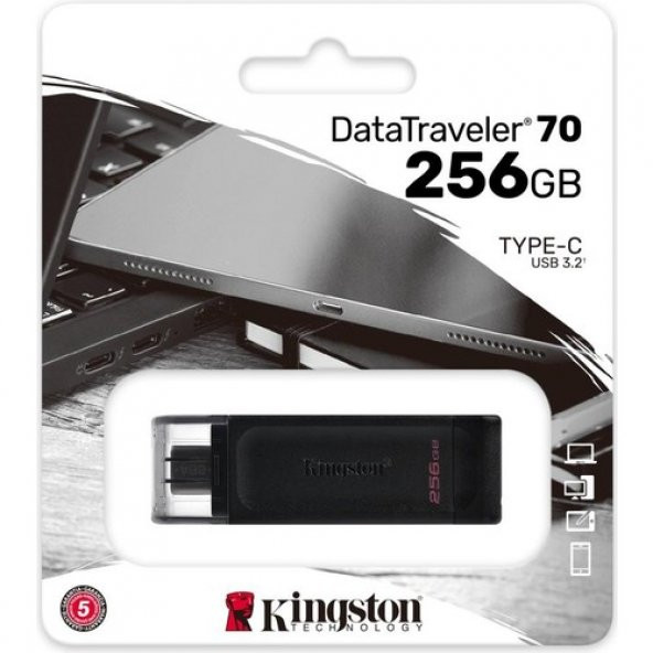 Kingston DT70 256GB USB-C 3.2 Gen 1 Type-C Flash Bellek ürün görseli 1
