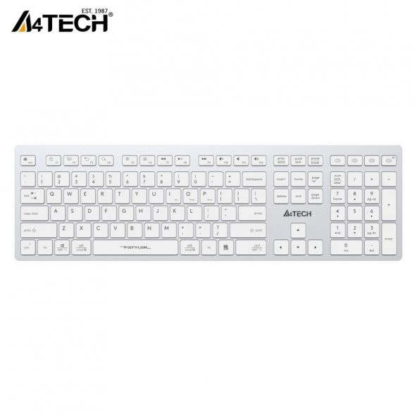 A4 Tech Fstyler FBX50C Beyaz Bluetooth+2.4G Nano Fn Şarjlı Multimedya Klavye ürün görseli 1
