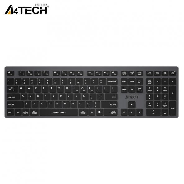 A4 Tech Fstyler FBX50C Gri Bluetooth+2.4G Nano Fn Şarjlı Multimedya Klavye ürün görseli 1