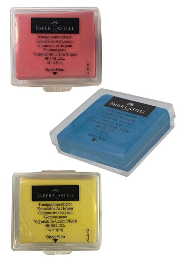Hamur Silgi Kutulu Sarı Kırmızı Mavi 3 Paket Faber Hamur Silgi Çizim Silgisi Yoğrulabilir Silgi Plastik Kutulu ürün görseli 1