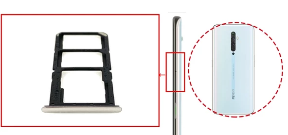Oppo Reno 2 Z Sim Tepsisi + Hafıza Kartı Yuvası CPH1945 / CPH1951 ürün görseli 1