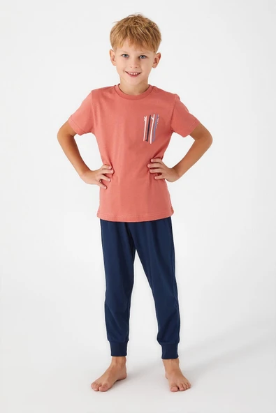Roly Poly 3019 Garson Afterwave Erkek Çocuk Kısa Kol Pijama Takım ürün görseli 1