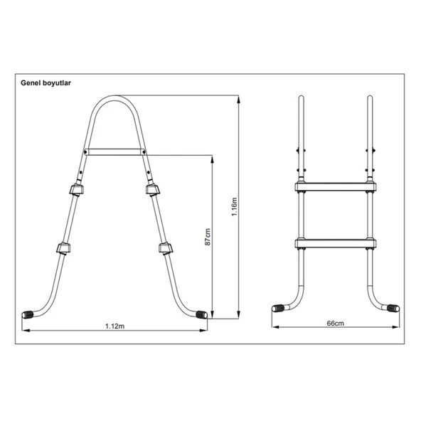 Havuz Merdiveni 84 cm 58430 - Resim 5