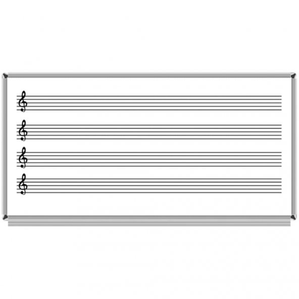 120X140 Müzik Çizgili Beyaz Laminat Yazı Tahtası ürün görseli 1