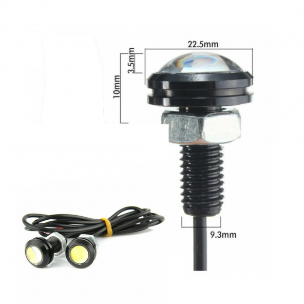 Kartal Göz Led Ayna Altı Led Eagle Eye Civatalı Beyaz Renk 18mm ürün görseli 1