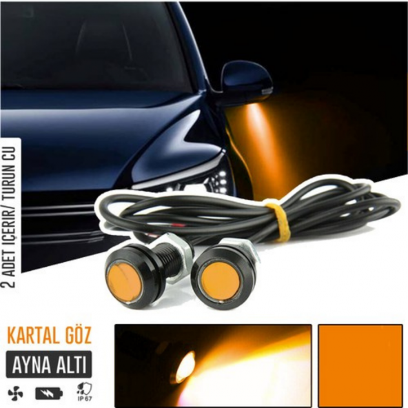 Kartal Göz Led Ayna Altı Led Eagle Eye Civatalı Turuncu Renk 18mm ürün görseli 1