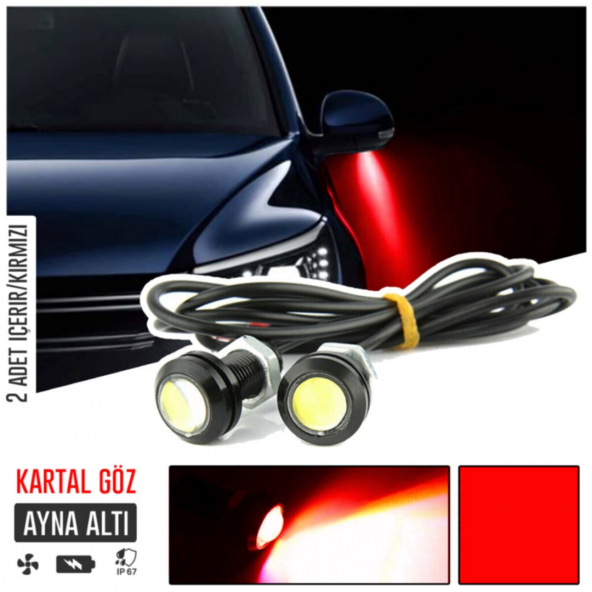 Kartal Göz Led Ayna Altı Led Eagle Eye Civatalı Kırmızı Renk 18mm ürün görseli 1