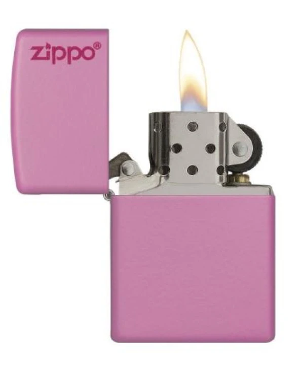 Zippo Pink Logo Çakmak / Pembe Zippo - Resim 2