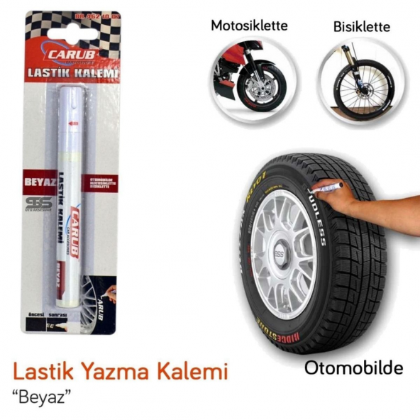 Oto Lastik Yazı Kalemi Beyaz Araç Lastik Yazma Boyama Kalemi ürün görseli 1