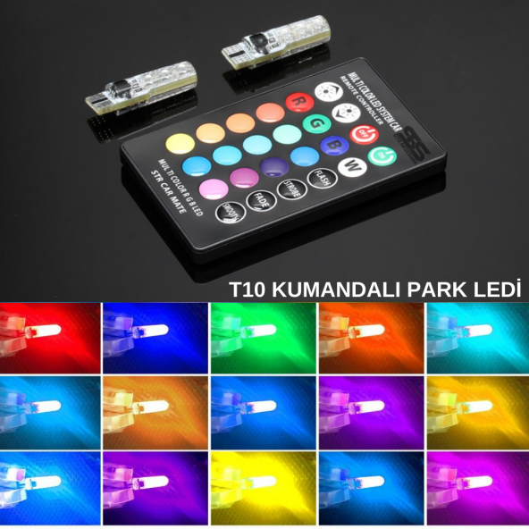 Kumandalı Rgb T10 Park Ledi Far Ledi Renkli Park Ampulü T10 Park Ledi ürün görseli 1