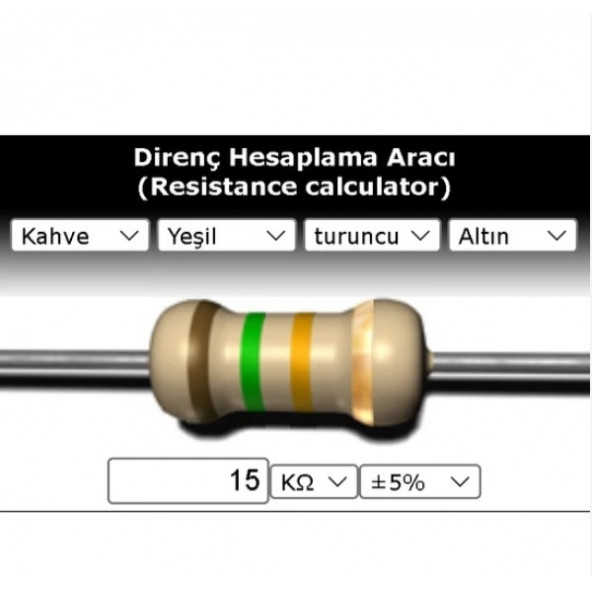 OEM 15 Kr (Kiloohm) Direnç 1/4 Watt (5 Adet) ürün görseli 1