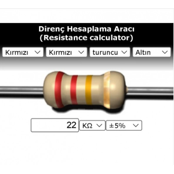 OEM 22 Kr (Kiloohm) Direnç 1 Watt (5 Adet) ürün görseli 1