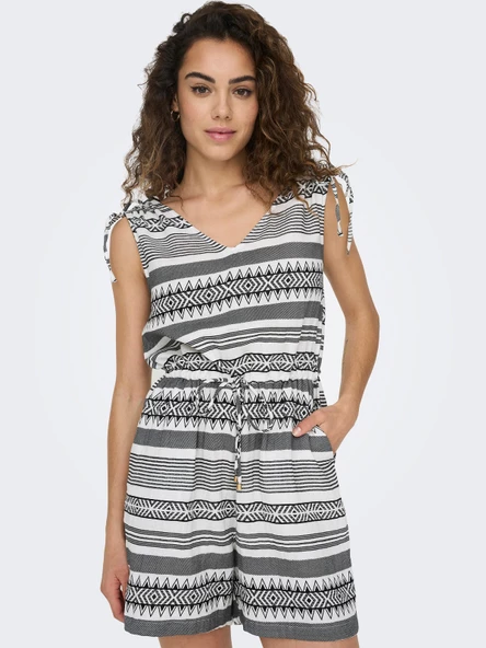 ONLY Bayan Keten Şort Tulum 15293512 ürün görseli 1