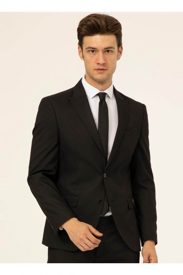 Normal Bel Slim Fit Siyah Erkek Takım Elbise Tk1020000244 ürün görseli 1