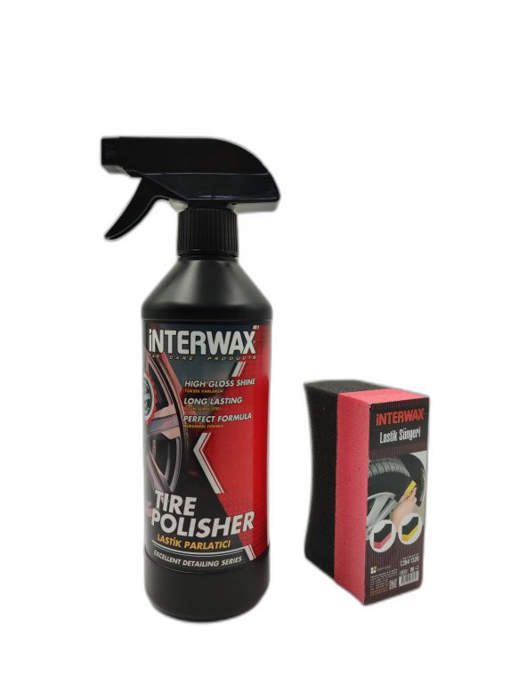 İNTERWAX LASTİK PARLATICI 500 ML & LASTİK SÜNGERİ ürün görseli 1
