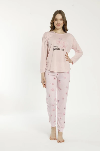Estiva 22135 Kadın Çiçek Desenli Uzun Kollu Viskon Pijama Takımı ürün görseli 1