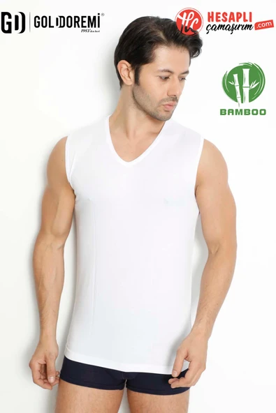 Gd Goldoremi 3904 Premium Erkek Nefes Alabilen Yumuşak Yok Gibi Bambu Kumaş V Yaka Sıfır Kol Atlet ürün görseli 1
