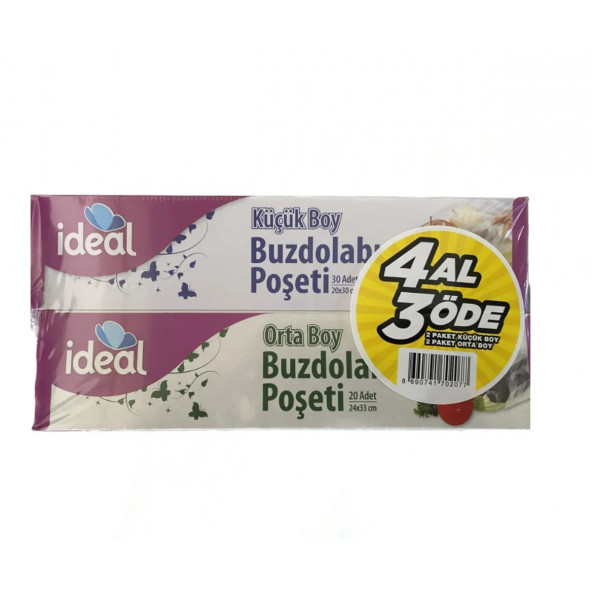 İdeal Buzdolabı Poşeti 4 Al 3 Öde 2 Orta + 2 Küçük ürün görseli 1