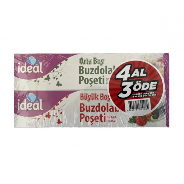 İdeal Buzdolabı Poşeti 4 Al 3 Öde 2 Orta + 2 Büyük ürün görseli 1