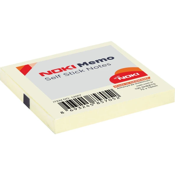 Noki Memo 75 x 75 mm Sarı Yapışkanlı Not Kağıdı 100 Yaprak (12 Li Paket) ürün görseli 1
