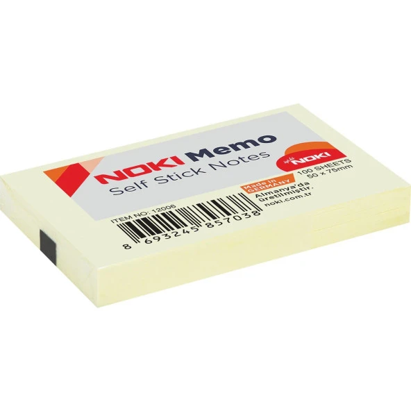 Noki Yapışkanlı Not Kağıdı Memo 100 Yaprak 51x75 MM Sarı (12 Li Paket) ürün görseli 1