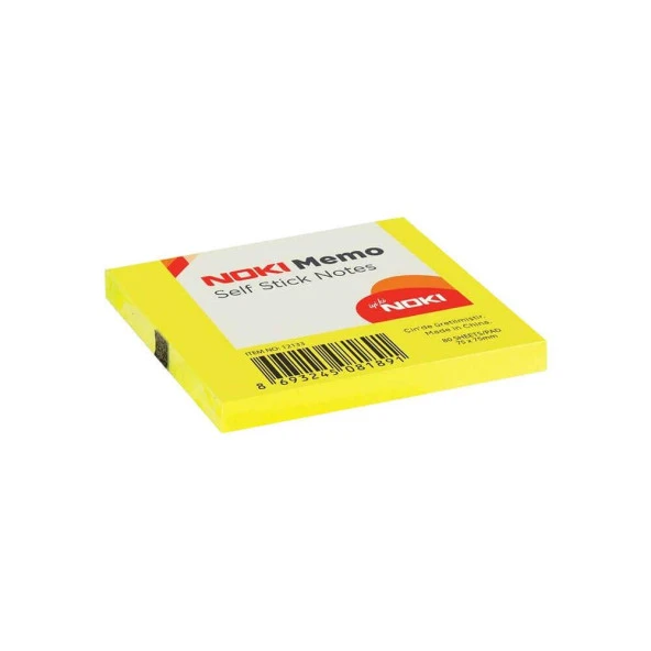 Noki Yapışkanlı Not Kağıdı 75x75 mm Memo Limon Sarı 80 Yaprak (12 Li Paket) ürün görseli 1