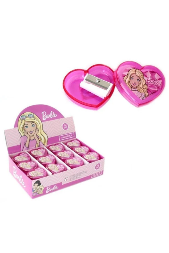 Dolphin Kalemtraş Barbie Kalp Şekilli Hazneli Kalemtıraş (24 Lü Paket) ürün görseli 1