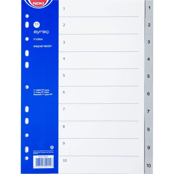 Noki Seperatör 1-10 Rakamlı Plastik A4 Dosya Ayraç Seperatör ürün görseli 1