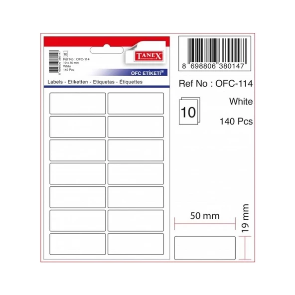 Tanex Etiket Ofc-114-19 X 50 Mm 140 Adet - Beyaz ürün görseli 1