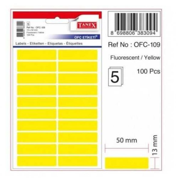 Tanex Etiket Ofc-109-13 X 50 Mm 100 Adet – Fosforlu Sarı ürün görseli 1