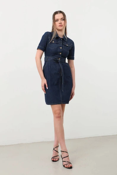 Banny Jeans Kemer Detaylı Jean Elbise ürün görseli 1