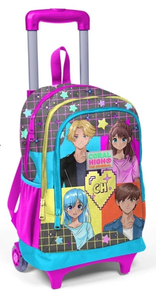 Coral High Işıklı Tekerlekli Anime Çekçek Okul ve Seyahat Çantası Kız Çocuk Gri ürün görseli 1