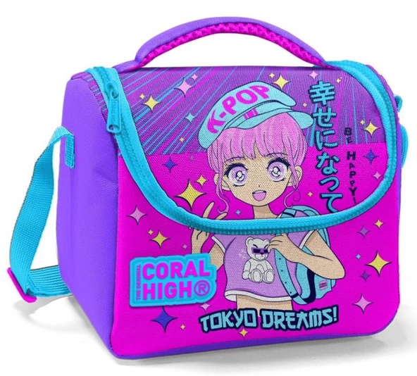 Coral High Mor Pembe K-Pop Kız Çocuk Beslenme Çantası ürün görseli 1