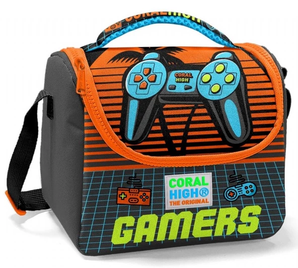 Coral High İlkokul Beslenme Çantası - Erkek Çocuk - Gri Kırmızı Gamers ürün görseli 1