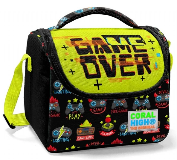 Coral High Siyah Sarı Game Over Erkek Çocuk Beslenme Çantası - Thermo Yalıtımlı ürün görseli 1