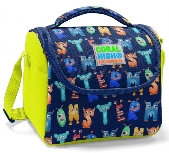 Coral High Erkek Çocuk Isı Yalıtımlı Beslenme Çantası - Lacivert Harf Baskılı ürün görseli 1